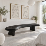 Rustic Wood Bench with Curved Live-Edge Slab Seat on Twin Pedestal Block Legs - Arboriswood - 10