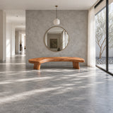 Rustic Wood Bench with Curved Live-Edge Slab Seat on Twin Pedestal Block Legs - Arboriswood - 3