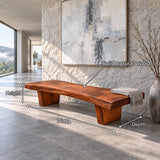 Rustic Wood Bench with Live-Edge Slab Seat on Two Inset Trapezoidal Block Legs - Arboriswood - 7