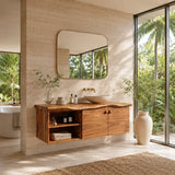 Sculpted Edge Floating Bathroom Vanity With Twin Shelves and Two Cabinet Doors - Arboriswood - 10