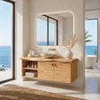 Sculpted Edge Floating Bathroom Vanity With Twin Shelves and Two Cabinet Doors - Arboriswood