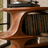 Sculpted Natural Solid Wood Record Player Stand With Flowing Open Shelves - Arboriswood - 6