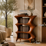 Sculpted Natural Solid Wood Record Player Stand With Vertical Shelves - Arboriswood - 9
