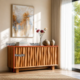 Sculpted Natural Solid Wood Sideboard Cabinet with Organic Texture - ArborisWood - 11