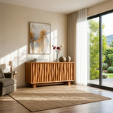 Sculpted Natural Solid Wood Sideboard Cabinet with Organic Texture - ArborisWood - 2