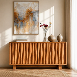 Sculpted Natural Solid Wood Sideboard Cabinet with Organic Texture - ArborisWood - 3