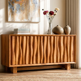 Sculpted Natural Solid Wood Sideboard Cabinet with Organic Texture - ArborisWood - 4