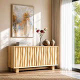 Sculpted Natural Solid Wood Sideboard Cabinet with Organic Texture - ArborisWood - 8