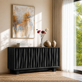 Sculpted Natural Solid Wood Sideboard Cabinet with Organic Texture - ArborisWood - 9