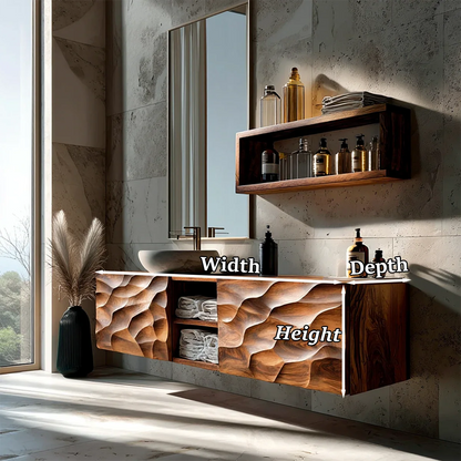 Luxury carved floating vanity – designer bathroom vanity