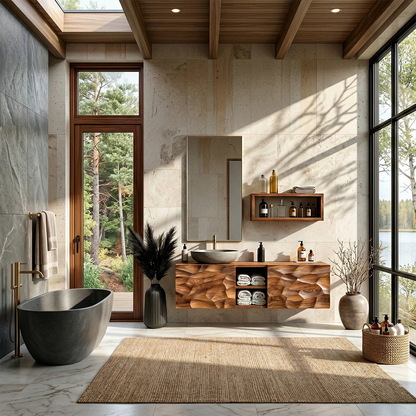 Carved vanity with sculpted front – modern bathroom vanity