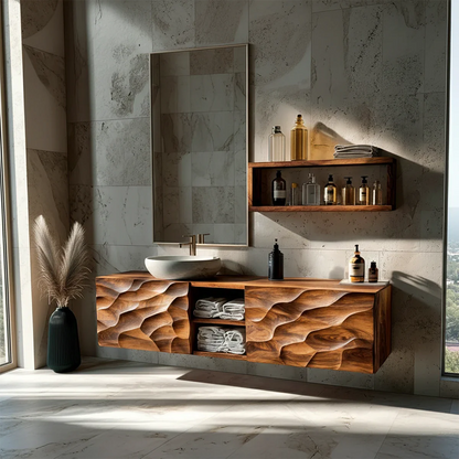 Artistic carved floating vanity – modern floating vanity