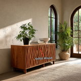 Sculpted Vertical Sideboard Cabinet in Natural Solid Wood for Modern Interiors - ArborisWood - 10