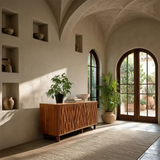 Sculpted Vertical Sideboard Cabinet in Natural Solid Wood for Modern Interiors - ArborisWood - 2