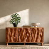 Sculpted Vertical Sideboard Cabinet in Natural Solid Wood for Modern Interiors - ArborisWood - 3