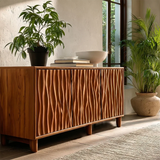 Sculpted Vertical Sideboard Cabinet in Natural Solid Wood for Modern Interiors - ArborisWood - 4