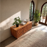 Sculpted Vertical Sideboard Cabinet in Natural Solid Wood for Modern Interiors - ArborisWood - 6