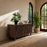 Sculpted Vertical Sideboard Cabinet in Natural Solid Wood for Modern Interiors - ArborisWood - 7