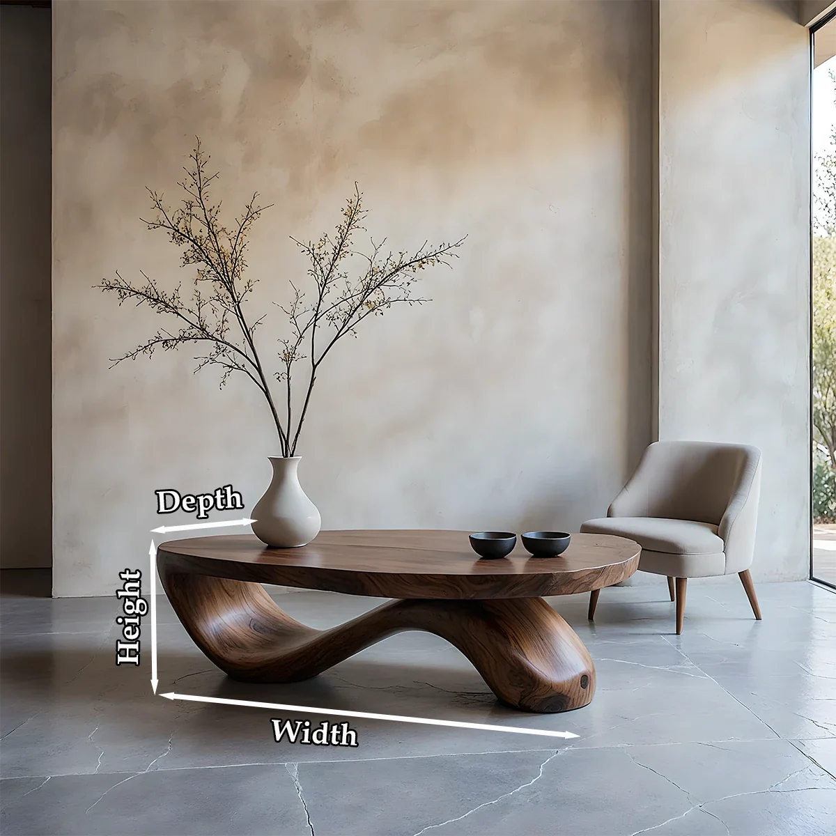 Sculpted Wave Coffee Table – Solid Wood Contemporary Art Form - ArborisWood - 10