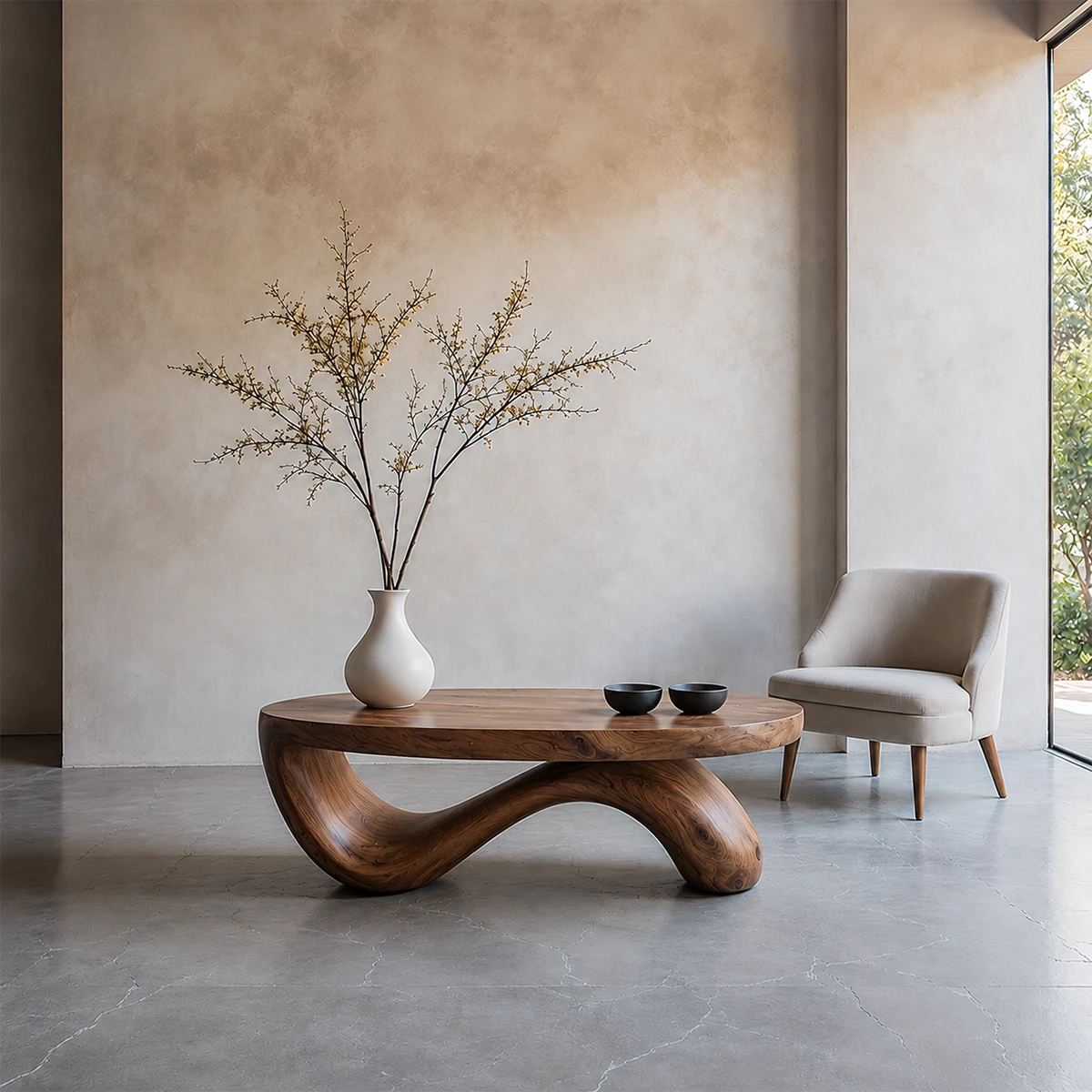 Sculpted Wave Coffee Table – Solid Wood Contemporary Art Form - ArborisWood - 12