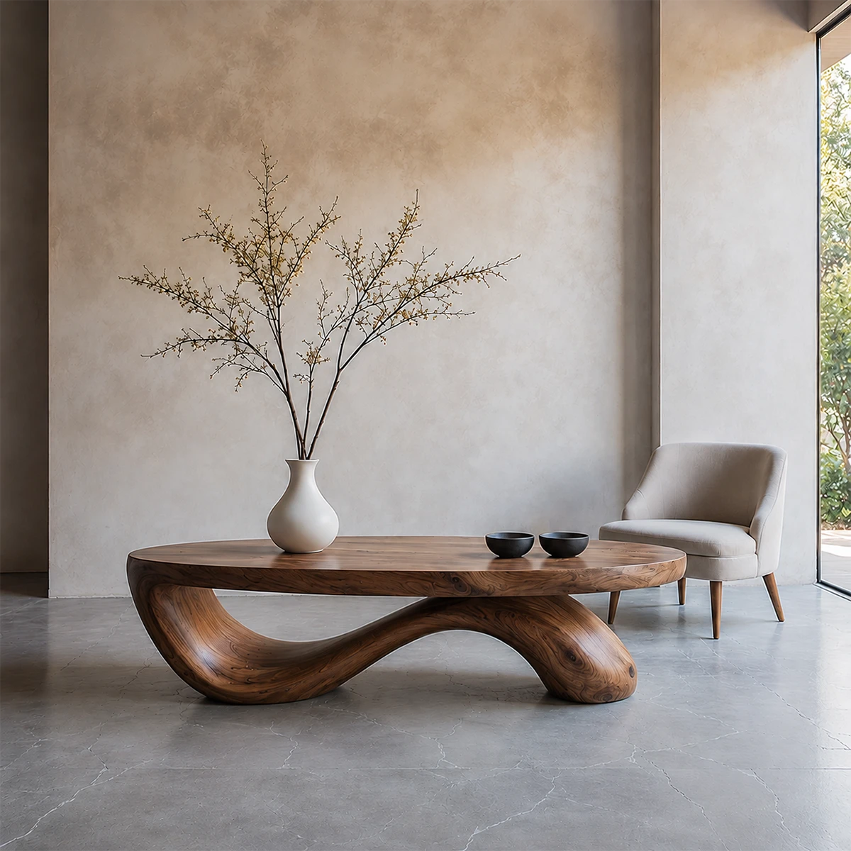Sculpted Wave Coffee Table – Solid Wood Contemporary Art Form - ArborisWood - 13