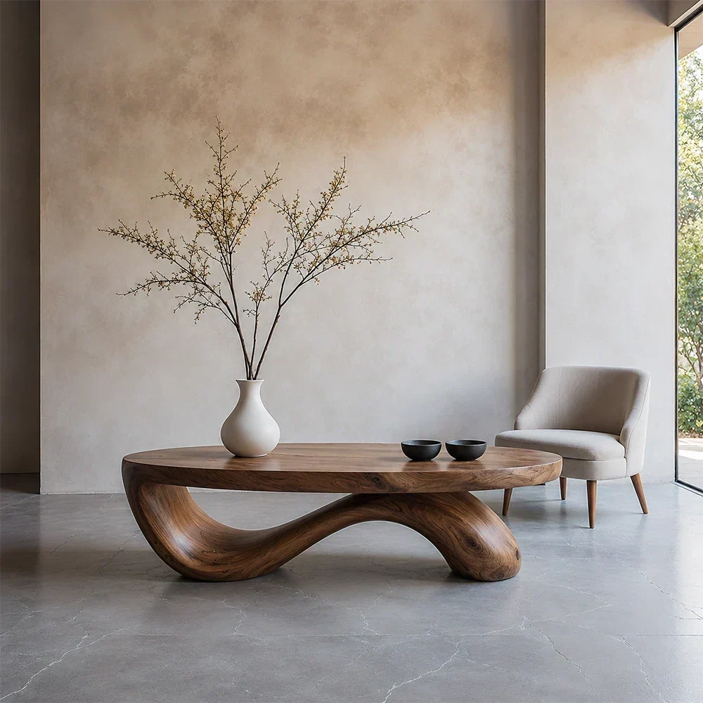 Sculpted Wave Coffee Table – Solid Wood Contemporary Art Form - Arboriswood - 3
