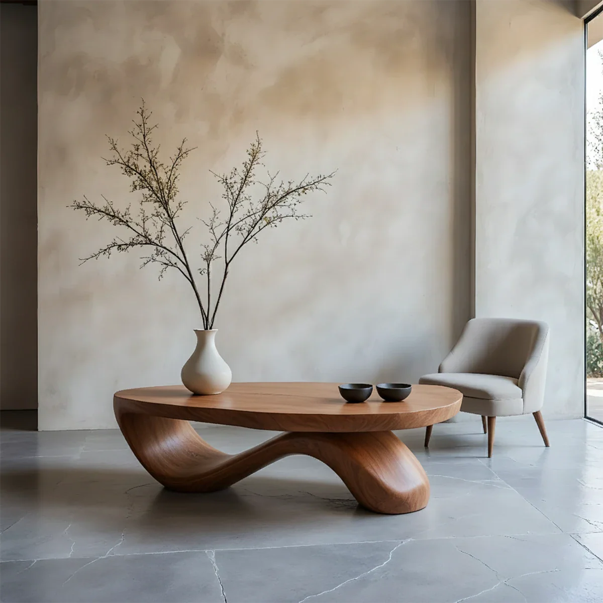 Sculpted Wave Coffee Table – Solid Wood Contemporary Art Form - ArborisWood - 6
