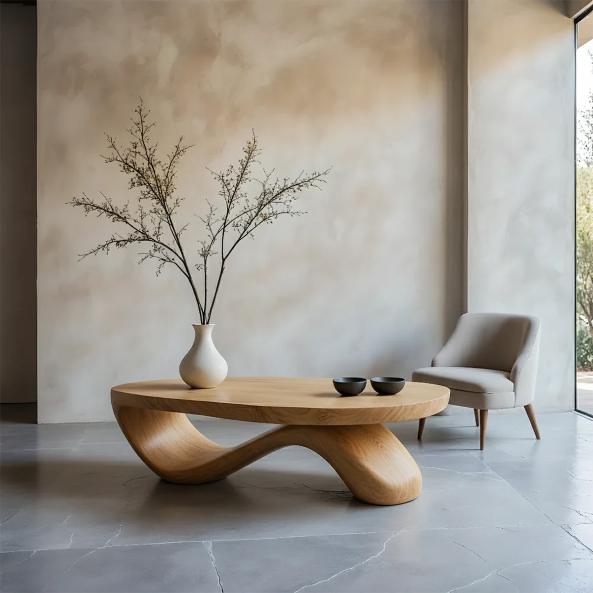 Sculpted Wave Coffee Table – Solid Wood Contemporary Art Form - ArborisWood - 7