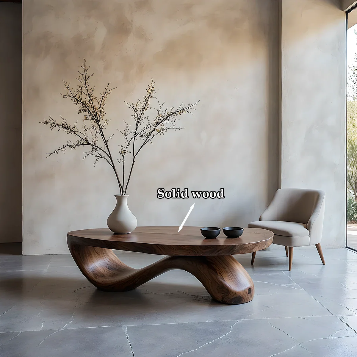 Sculpted Wave Coffee Table – Solid Wood Contemporary Art Form - ArborisWood - 9