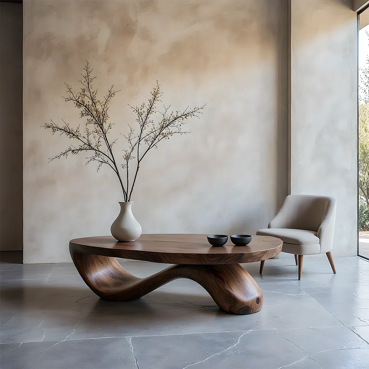 Sculpted Wave Coffee Table – Solid Wood Contemporary Art Form - ArborisWood