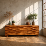 Sculpted Wave Front TV Stand in Natural Solid Wood with Hidden Storage - Arboriswood - 14