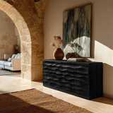 Sculpted Wave Sideboard Cabinet in Natural Solid Wood for Elegant Interiors - ArborisWood - 10
