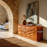 Sculpted Wave Sideboard Cabinet in Natural Solid Wood for Elegant Interiors - ArborisWood - 12