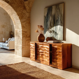 Sculpted Wave Sideboard Cabinet in Natural Solid Wood for Elegant Interiors - ArborisWood - 6