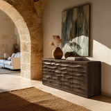 Sculpted Wave Sideboard Cabinet in Natural Solid Wood for Elegant Interiors - ArborisWood - 8