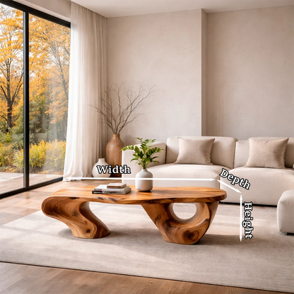 Sculptural Coffee Table – Solid Wood Artistic Form with Open Base - ArborisWood - 10