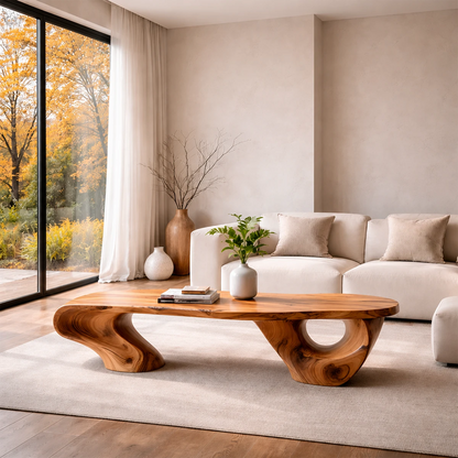 Sculptural Coffee Table – Solid Wood Artistic Form with Open Base - ArborisWood - 14