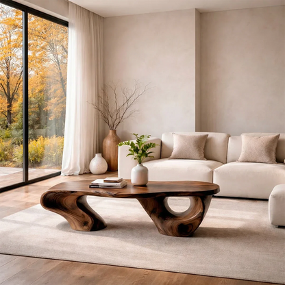 Sculptural Coffee Table – Solid Wood Artistic Form with Open Base - ArborisWood - 6