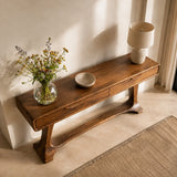 Sculptural Console Table with Curved Tapered Legs in Natural Solid Wood - Arboriswood - 4