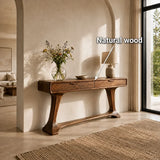 Sculptural Console Table with Curved Tapered Legs in Natural Solid Wood - Arboriswood - 5