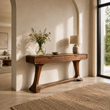 Sculptural Console Table with Curved Tapered Legs in Natural Solid Wood - Arboriswood - 7