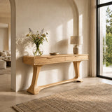 Sculptural Console Table with Curved Tapered Legs in Natural Solid Wood - Arboriswood - 9