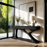 Sculptural Console Table With Floating Drawers and Artistic Wood Base - Arboriswood - 8