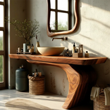 Sculptural Floating Bathroom Vanity Natural Solid Wood Handcrafted - Arboriswood - 4