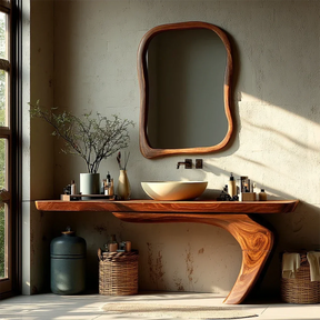 Sculptural Floating Bathroom Vanity Natural Solid Wood Handcrafted - Arboriswood