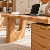 Contemporary computer desk with pedestal drawers and an open leg design for comfort