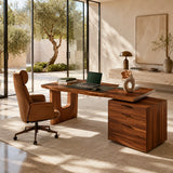 Refined work desk with four drawers and a thick top for an elegant office setting