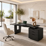 Large storage desk with streamlined pedestal drawers and open legroom for home use