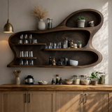 Sculptural Kitchen Wall Shelves in Natural Wood with Organic Open Storage - Arboriswood - 5