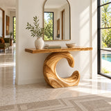 Sculptural Live Edge Console Table in Natural Solid Wood - Spiral Base - Arboriswood - 2